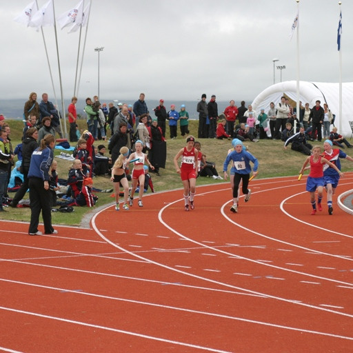 Eva Margrét, Vigdís. Lilja Dóra og Sandra Sif kepptu í 4x100m boðhlupi