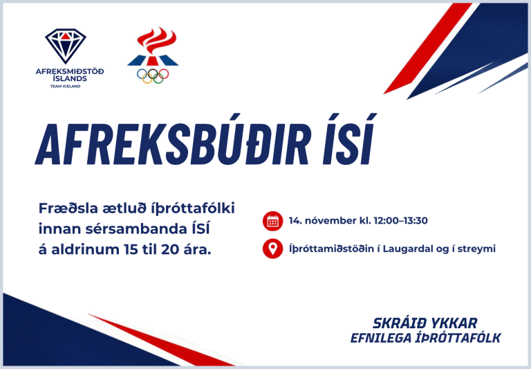Afreksbúðir ÍSÍ fyrir ungt íþróttafólk 14. nóvember