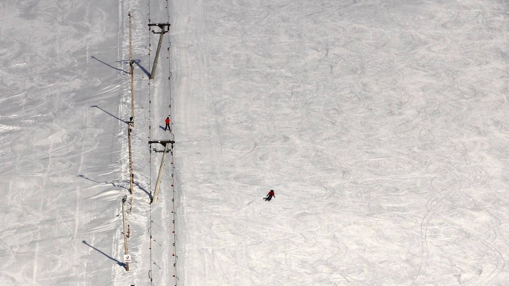 Skömmu fyrir lokun eftir fallegan dag í Tindastóli laugardaginn 13. febrúar sl. Mynd/ÓAB