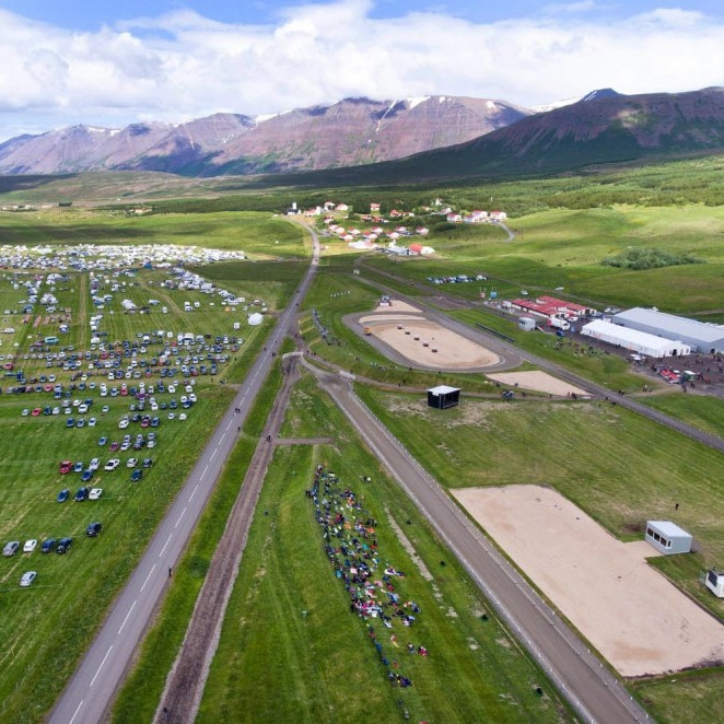 Séð yfir Landsmótssvæðið á Hólum í Hjaltadal 29.júní. Mynd: PIB